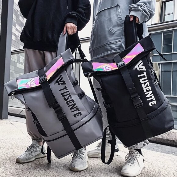 NEW! Large Storage Stylish Roll Top Backpack Gym Bag Travel Bag for Men or Women - Picture 1 of 11